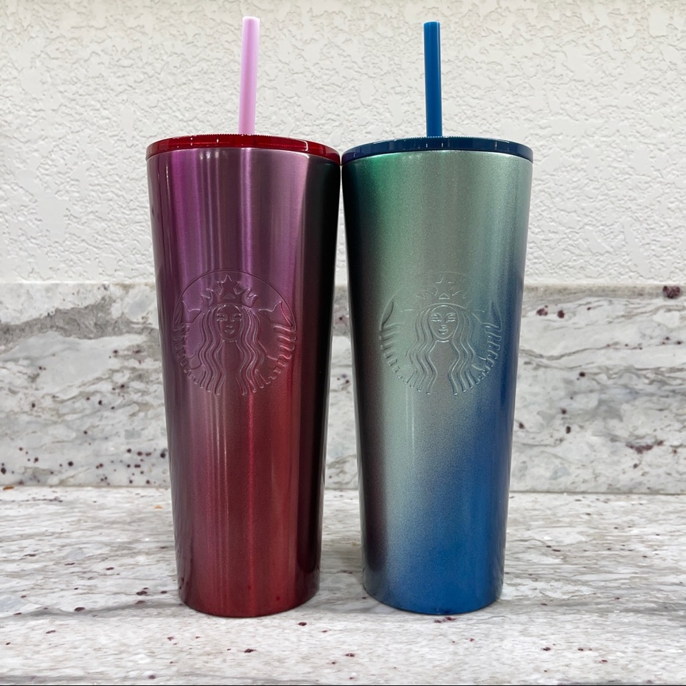 Starbucks NWT 2021 Holiday Limited Edition Set of 2 Stainless Steel Ombré- 24oz